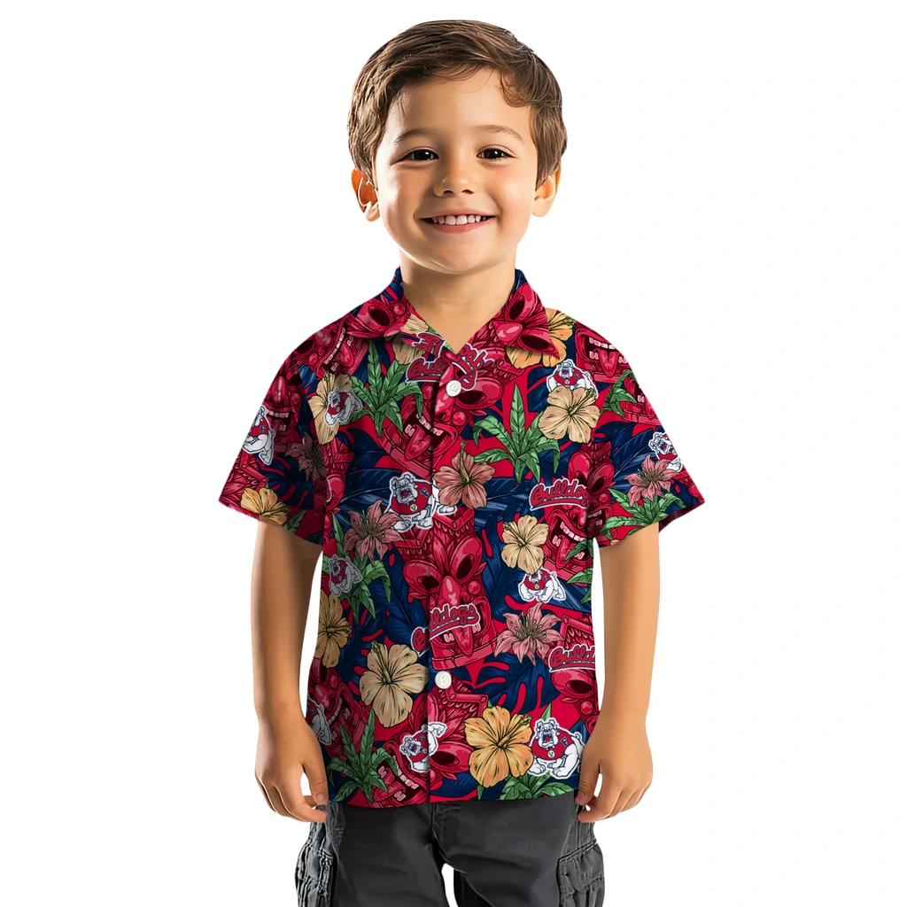 Fresno State Bulldogs Hawaiian Shirt - Hibiscus Tiki Jungle fresno state bulldogs tiki jungle red hawaiian shirts top rated