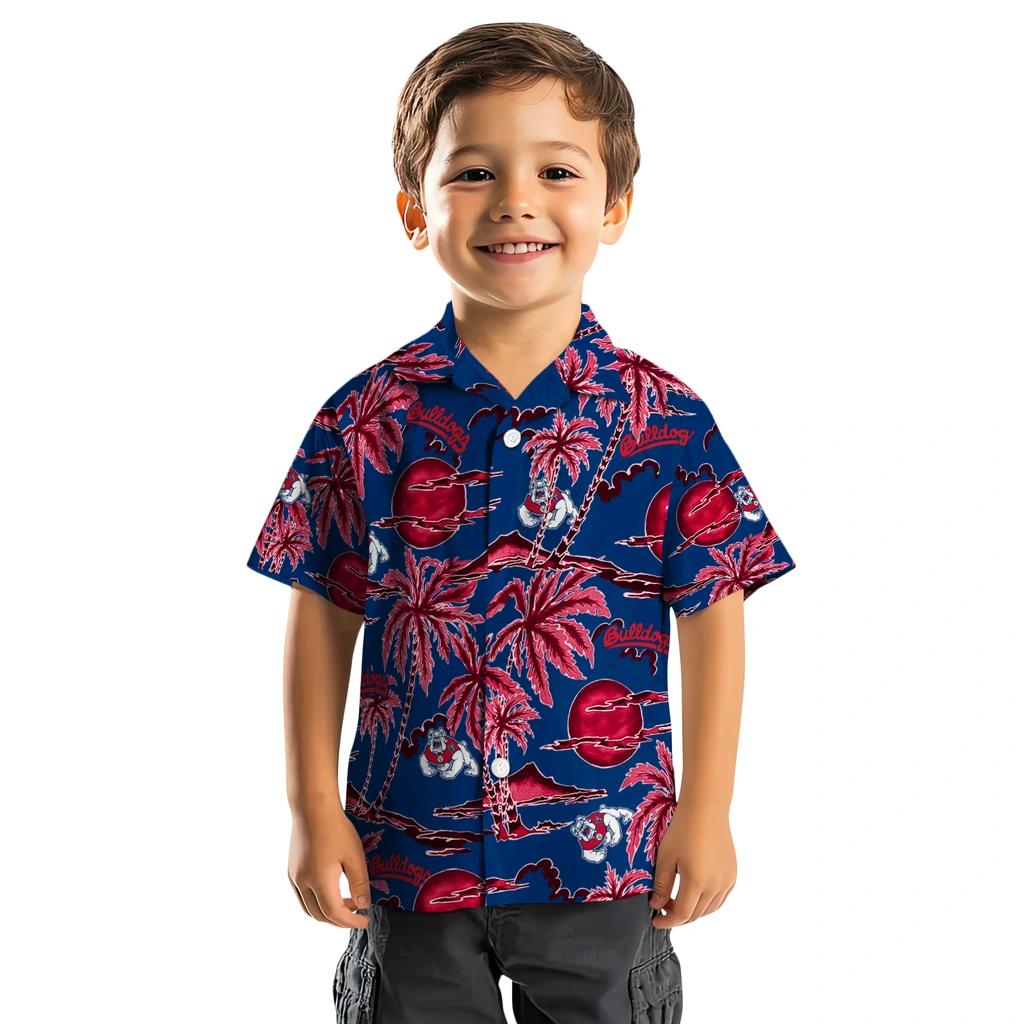 Fresno State Bulldogs Hawaiian Shirt - Palm Sunset fresno state bulldogs palm sunset hawaiian shirts top rated