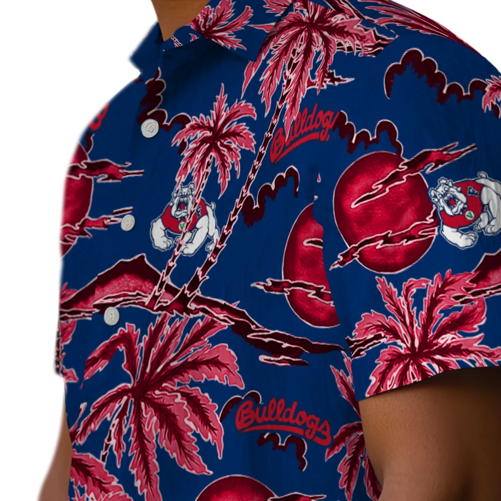 Fresno State Bulldogs Hawaiian Shirt - Palm Sunset fresno state bulldogs palm sunset hawaiian shirts trendy