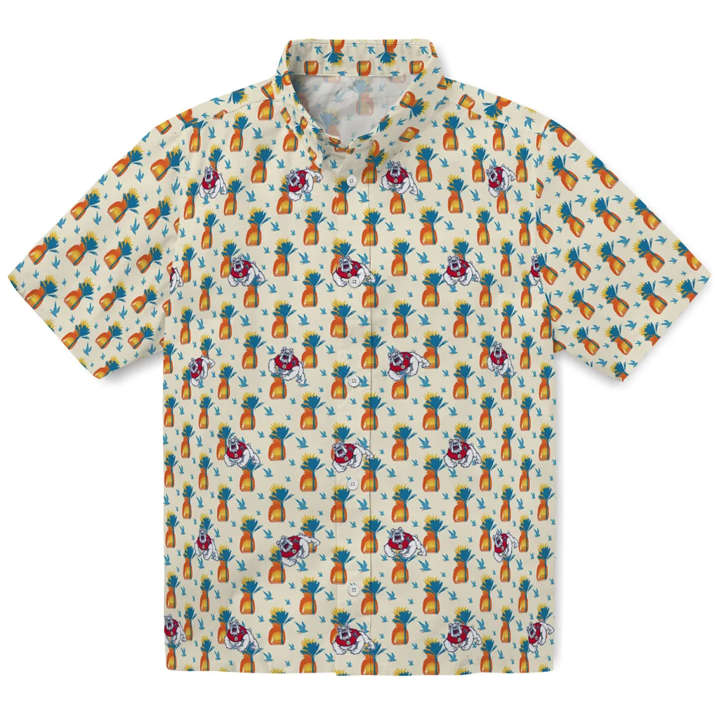 Fresno State Bulldogs Hawaiian Shirt - Pineapple Delight fresno state bulldogs pineapple delight beige hawaiian shirts best selling