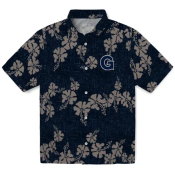 georgetown hoyas hibiscus petals blue hawaiian shirts best selling