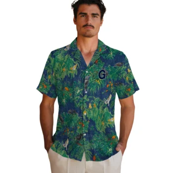 georgetown hoyas bird canopy green hawaiian shirts fashion forward
