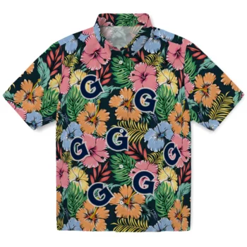 georgetown hoyas brilliant hibiscus garden hawaiian shirts best selling