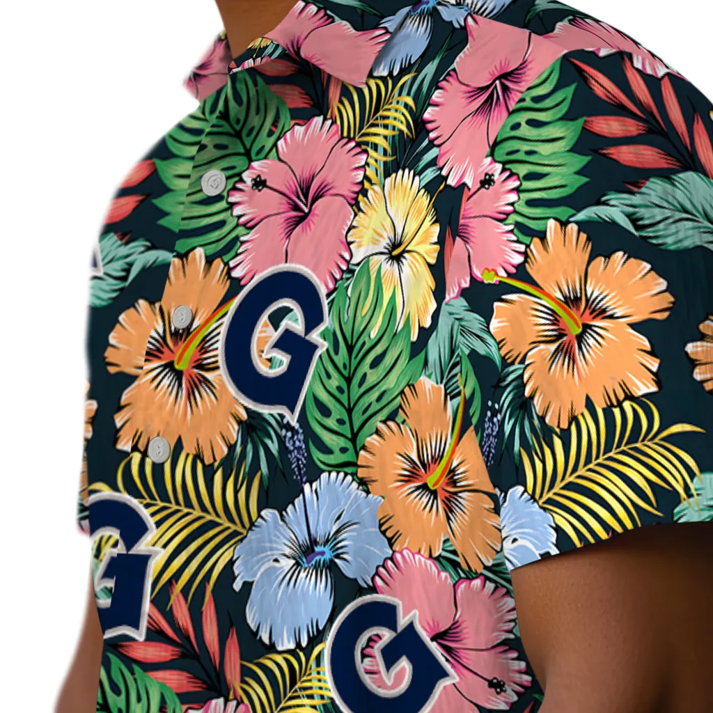 Georgetown Hoyas Hawaiian Shirt - Brilliant Hibiscus Garden georgetown hoyas brilliant hibiscus garden hawaiian shirts trendy