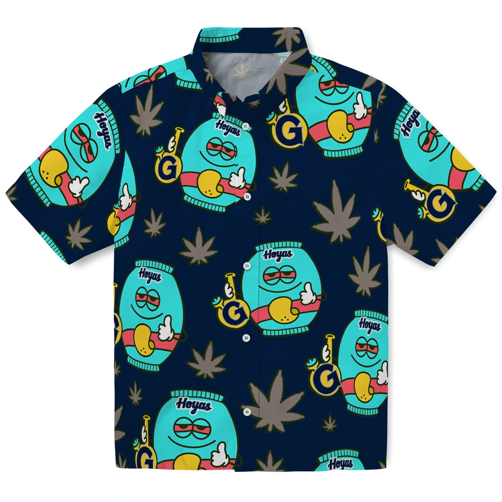 Georgetown Hoyas Hawaiian Shirt - Chill Vibe georgetown hoyas bong smile blue hawaiian shirts best selling
