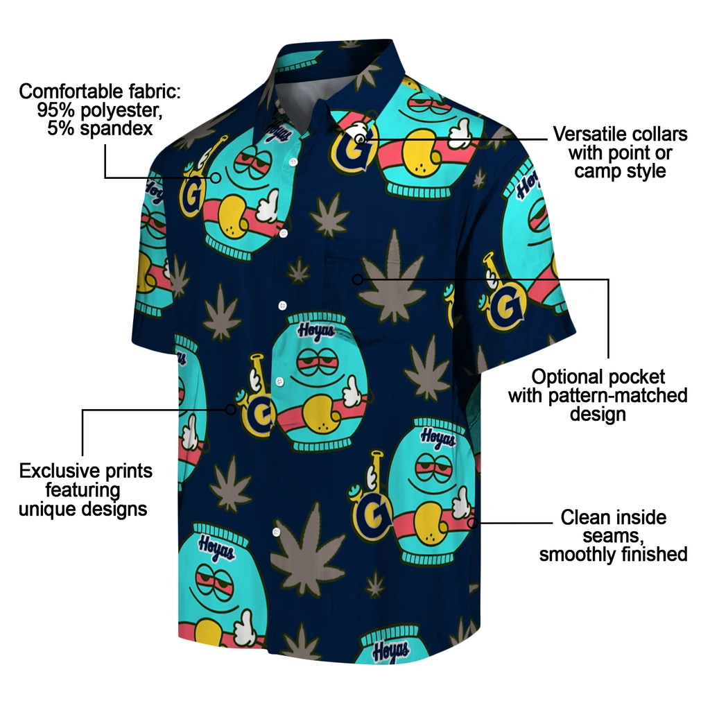 Georgetown Hoyas Hawaiian Shirt - Chill Vibe georgetown hoyas bong smile blue hawaiian shirts new arrival