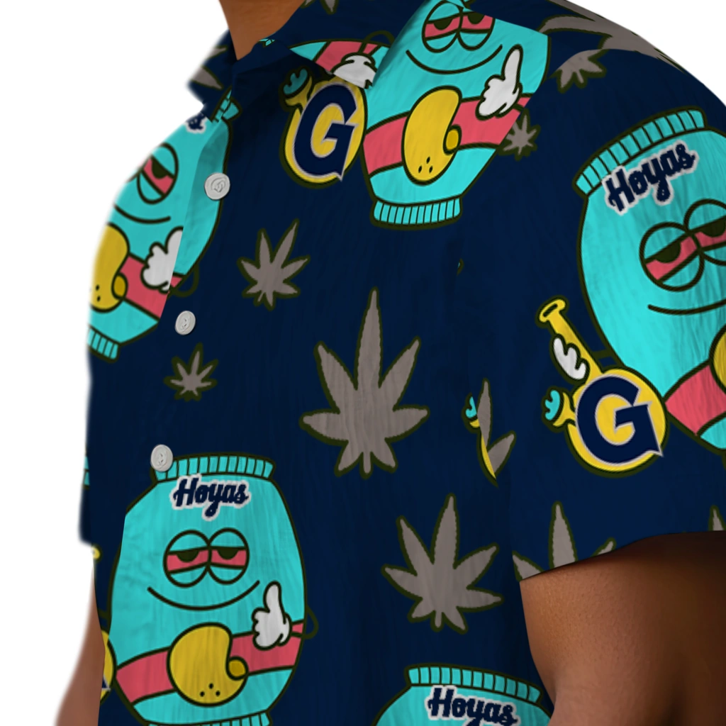 Georgetown Hoyas Hawaiian Shirt - Chill Vibe georgetown hoyas bong smile blue hawaiian shirts trendy