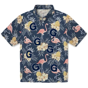 georgetown hoyas flamingo hibiscus navy hawaiian shirts best selling