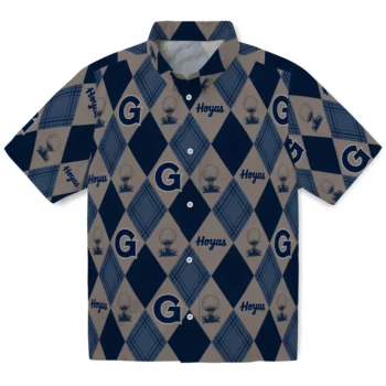 georgetown hoyas balloon plaid blue hawaiian shirts best selling