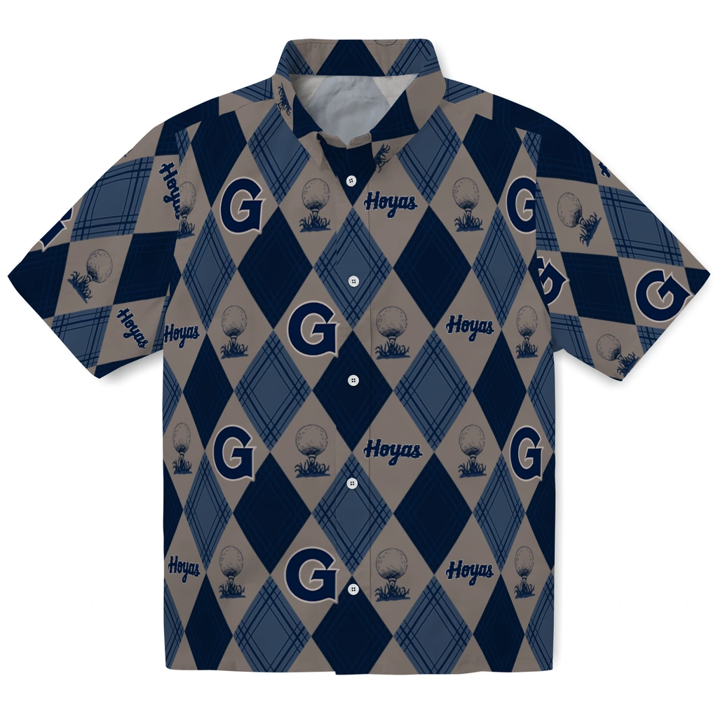 Georgetown Hoyas Hawaiian Shirt - Golfing Plaid georgetown hoyas balloon plaid blue hawaiian shirts best selling