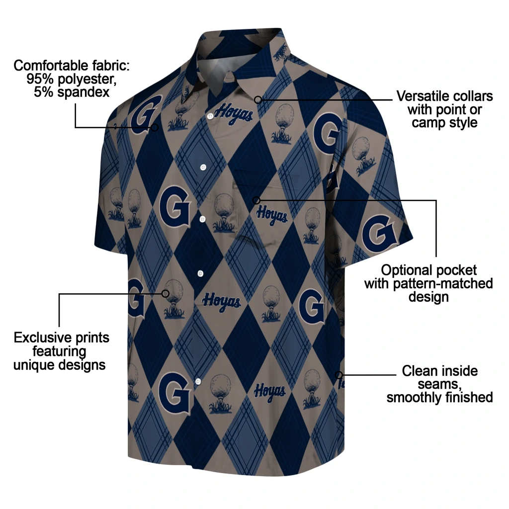 Georgetown Hoyas Hawaiian Shirt - Golfing Plaid georgetown hoyas balloon plaid blue hawaiian shirts new arrival
