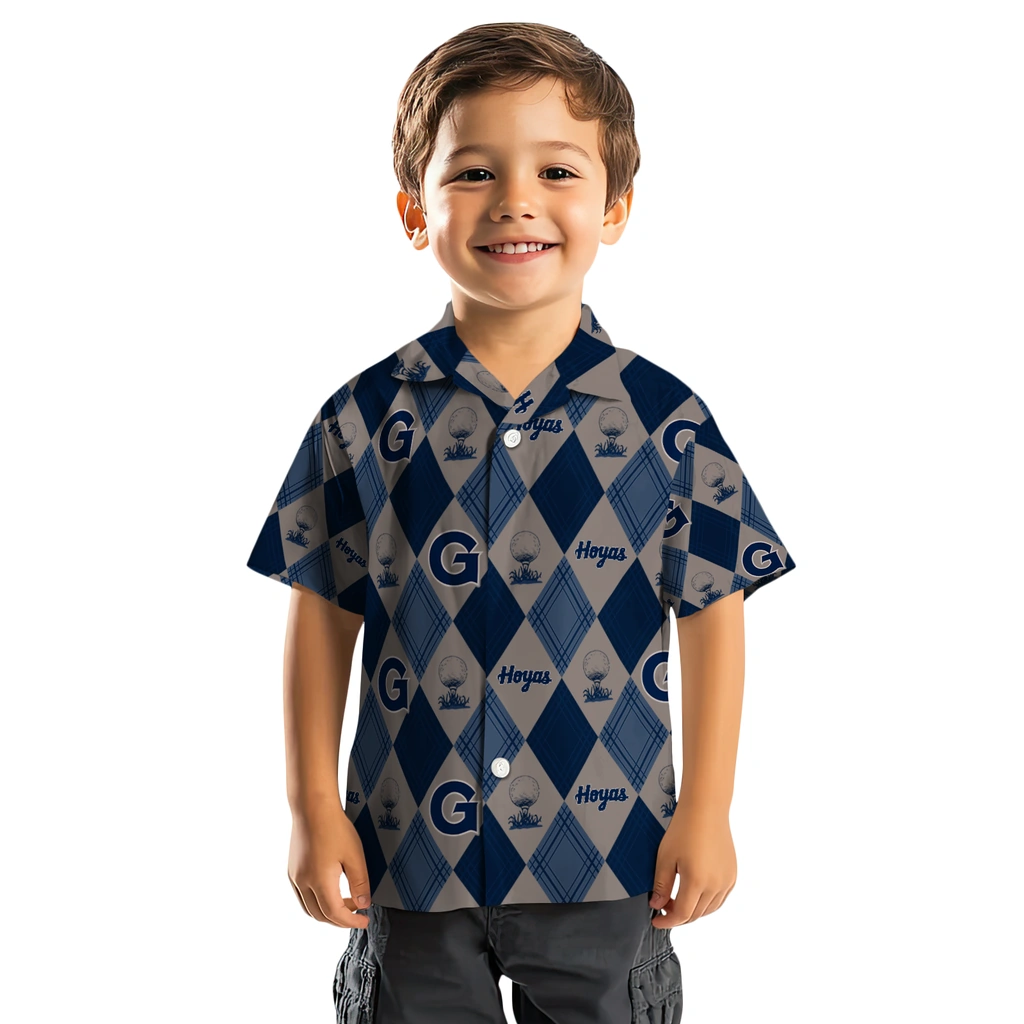 Georgetown Hoyas Hawaiian Shirt - Golfing Plaid georgetown hoyas balloon plaid blue hawaiian shirts top rated