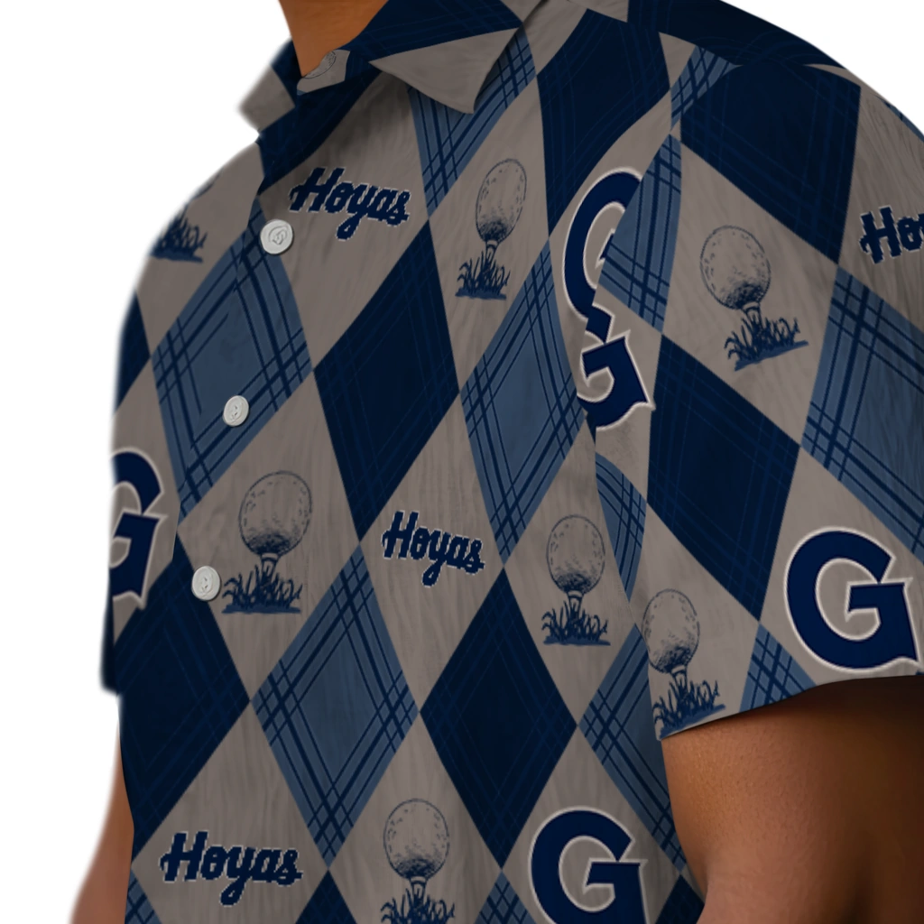 Georgetown Hoyas Hawaiian Shirt - Golfing Plaid georgetown hoyas balloon plaid blue hawaiian shirts trendy