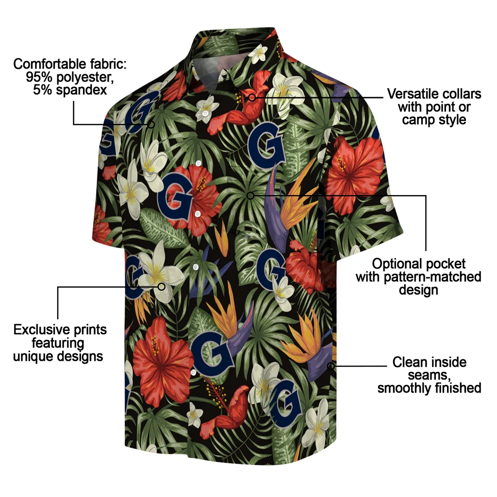 Georgetown Hoyas Hawaiian Shirt - Hawaii Floral Hibiscus georgetown hoyas hibiscus bird hawaiian shirts new arrival