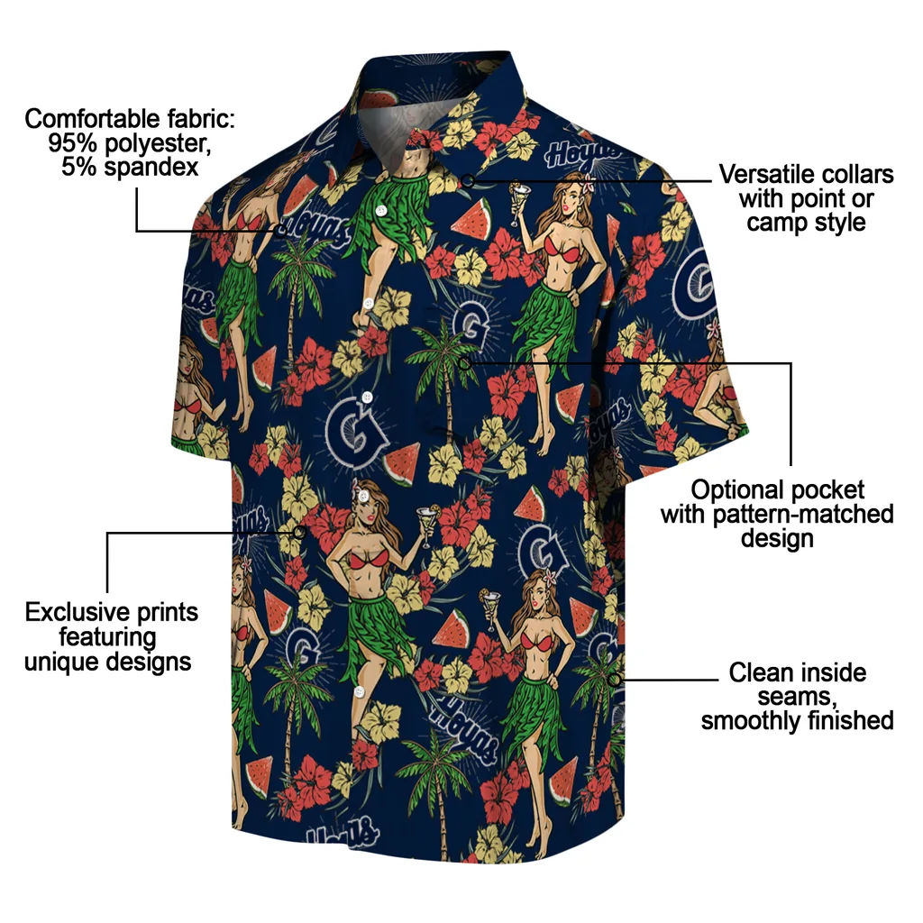 Georgetown Hoyas Hawaiian Shirt - Hawaiian Girls Design georgetown hoyas hawaiian girls design blue hawaiian shirts new arrival