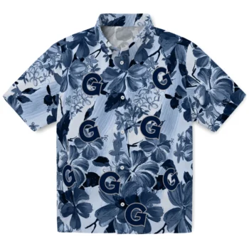 georgetown hoyas hibiscus arrangement blue hawaiian shirts best selling