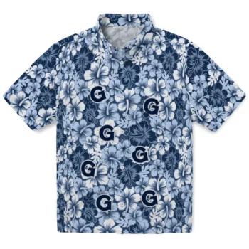 georgetown hoyas hibiscus blooms blue hawaiian shirts best selling