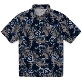georgetown hoyas hibiscus exotic blue hawaiian shirts best selling