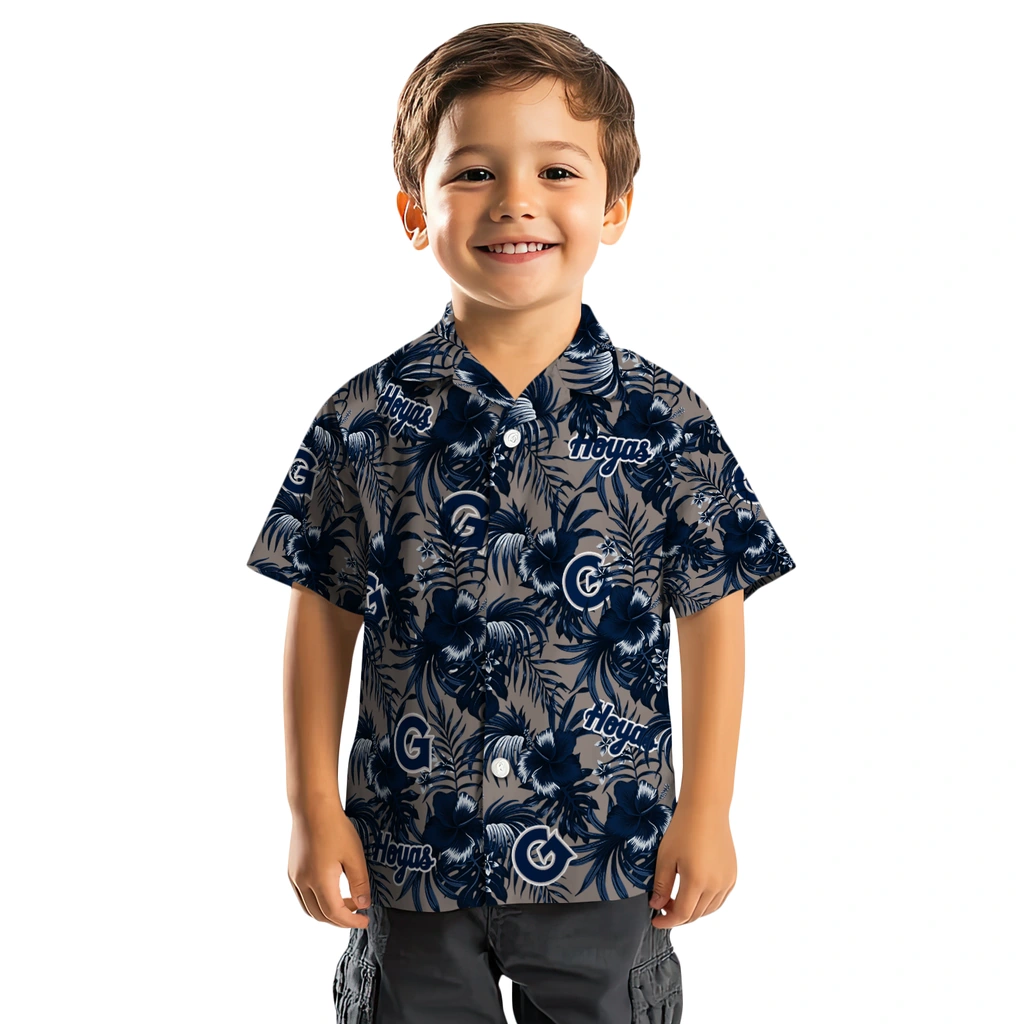 Georgetown Hoyas Hawaiian Shirt - Hibiscus Exotic georgetown hoyas hibiscus exotic blue hawaiian shirts top rated