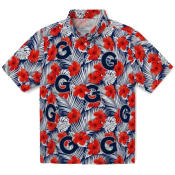 georgetown hoyas hibiscus fiesta red royal blue hawaiian shirts best selling