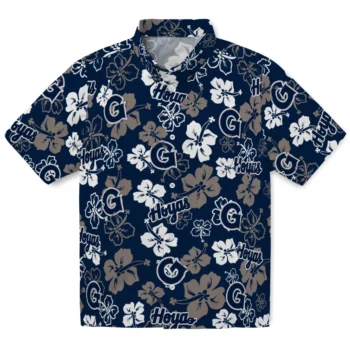 georgetown hoyas hibiscus bloom blue hawaiian shirts best selling