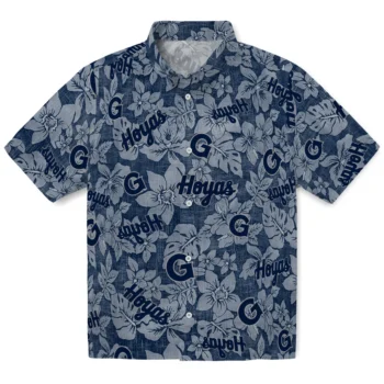 georgetown hoyas hibiscus oasis blue hawaiian shirts best selling