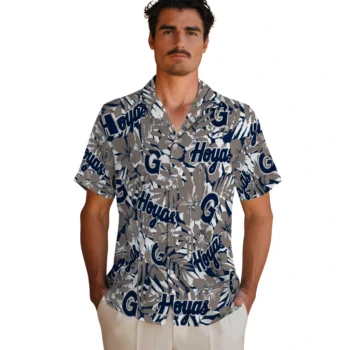 georgetown hoyas hibiscus overlay hawaiian shirts fashion forward