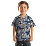 Georgetown Hoyas Hawaiian Shirt – Hibiscus Overlay