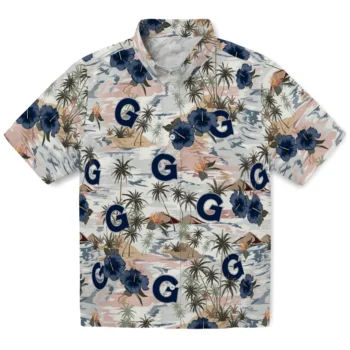 georgetown hoyas hibiscus seaside white hawaiian shirts best selling