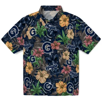 georgetown hoyas tiki jungle blue hawaiian shirts best selling