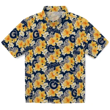 georgetown hoyas hibiscus tropics blue yellow hawaiian shirts best selling