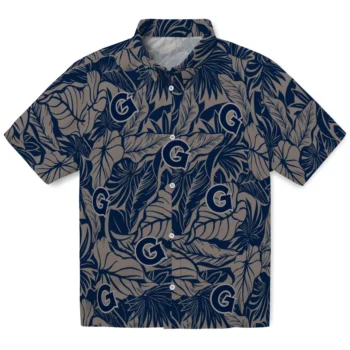 georgetown hoyas monstera layer blue hawaiian shirts best selling