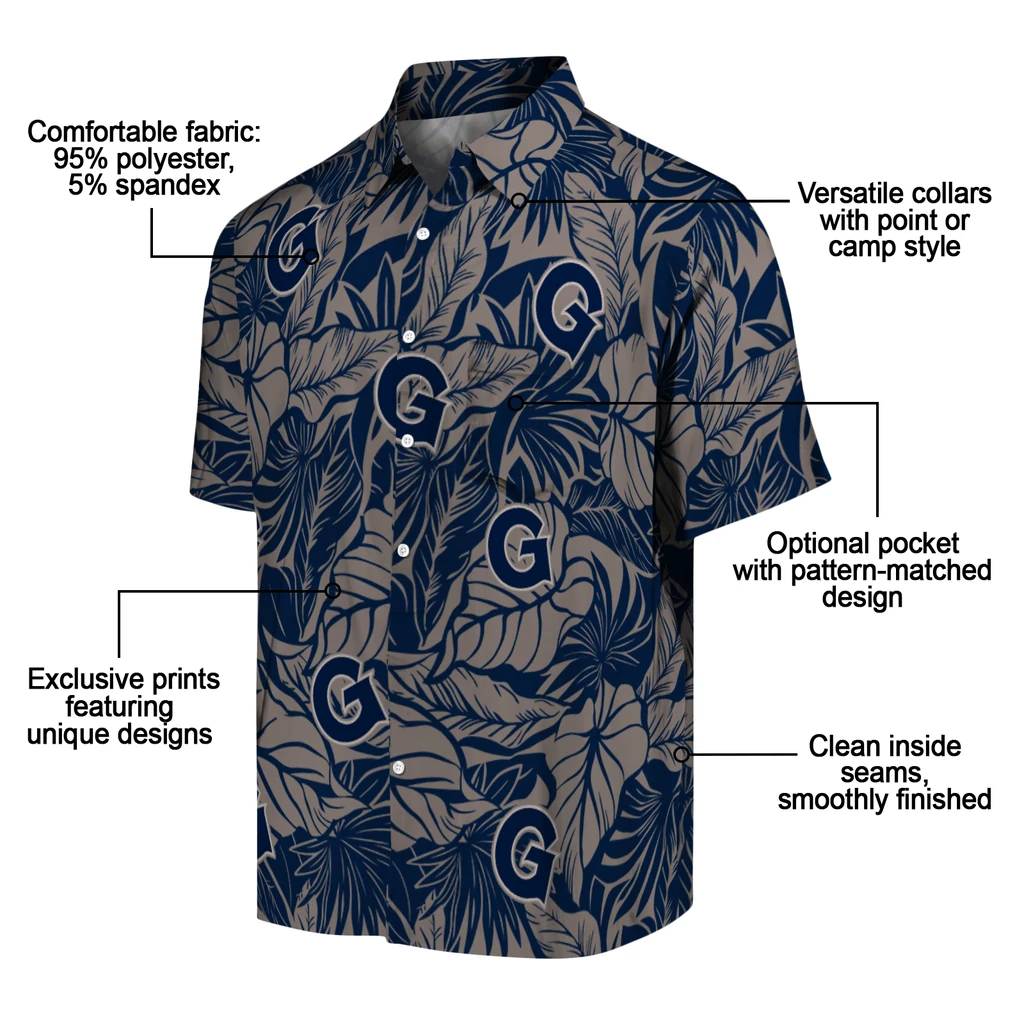 Georgetown Hoyas Hawaiian Shirt - Monstera Layer georgetown hoyas monstera layer blue hawaiian shirts new arrival