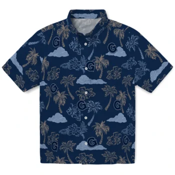 georgetown hoyas palm and clouds blue hawaiian shirts best selling