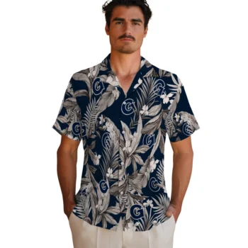 georgetown hoyas palm leaves blue hawaiian shirts fashion forward
