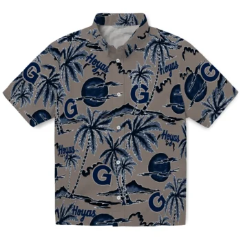 georgetown hoyas palm sunset hawaiian shirts best selling