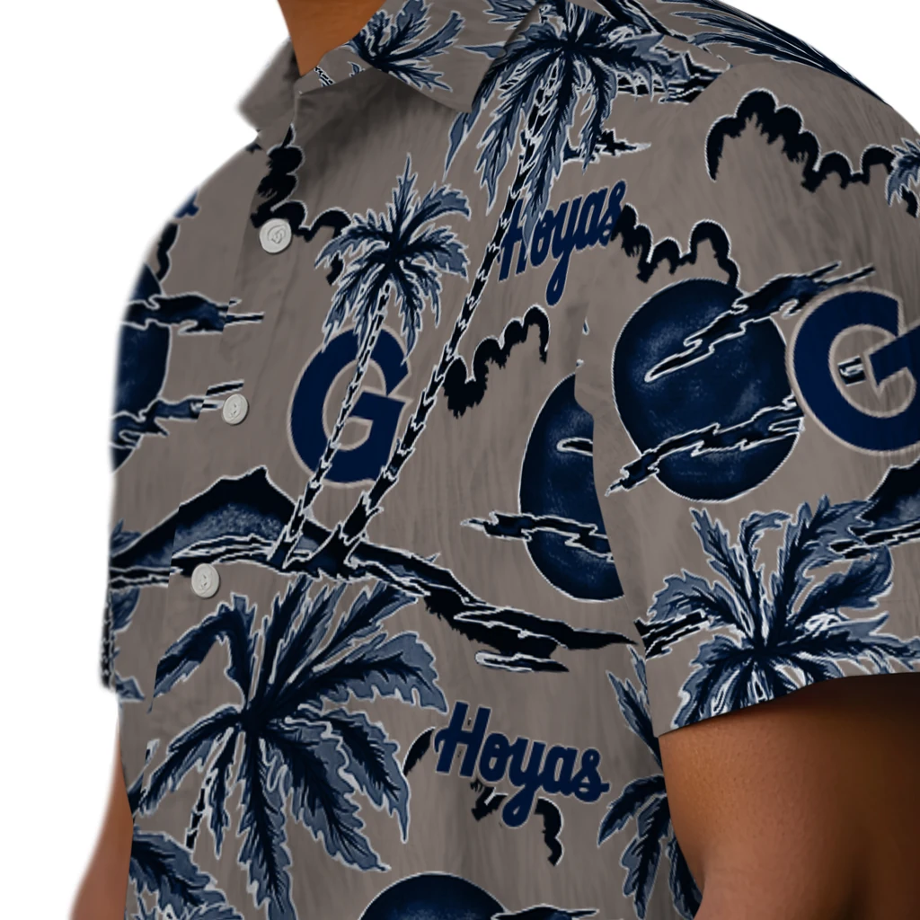 Georgetown Hoyas Hawaiian Shirt - Palm Sunset georgetown hoyas palm sunset hawaiian shirts trendy