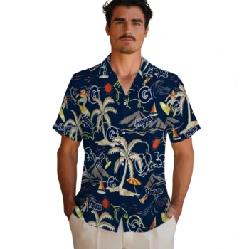 georgetown hoyas palm tree island blue hawaiian shirts fashion forward