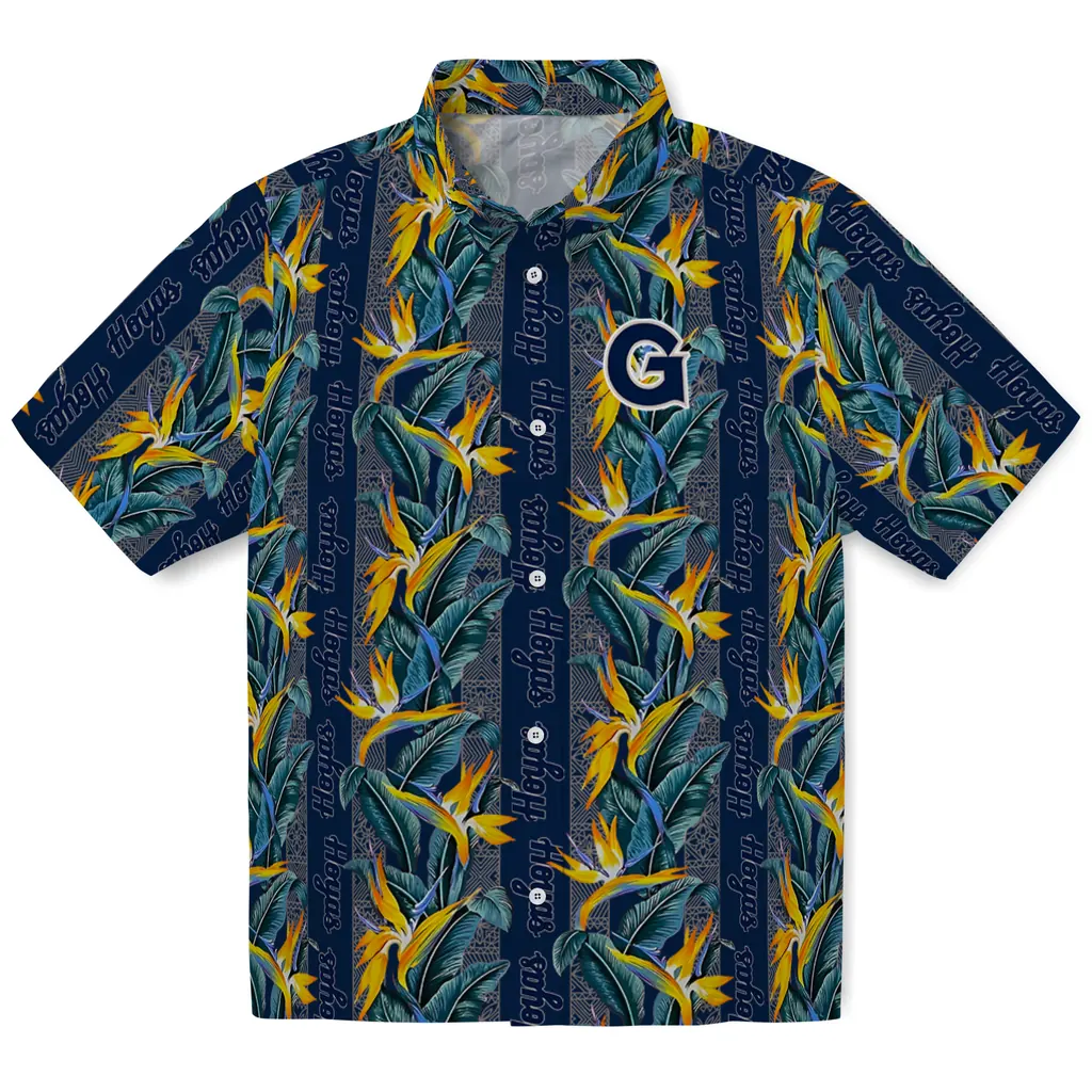 Georgetown Hoyas Hawaiian Shirt - Paradise Vines georgetown hoyas paradise vines blue hawaiian shirts best selling