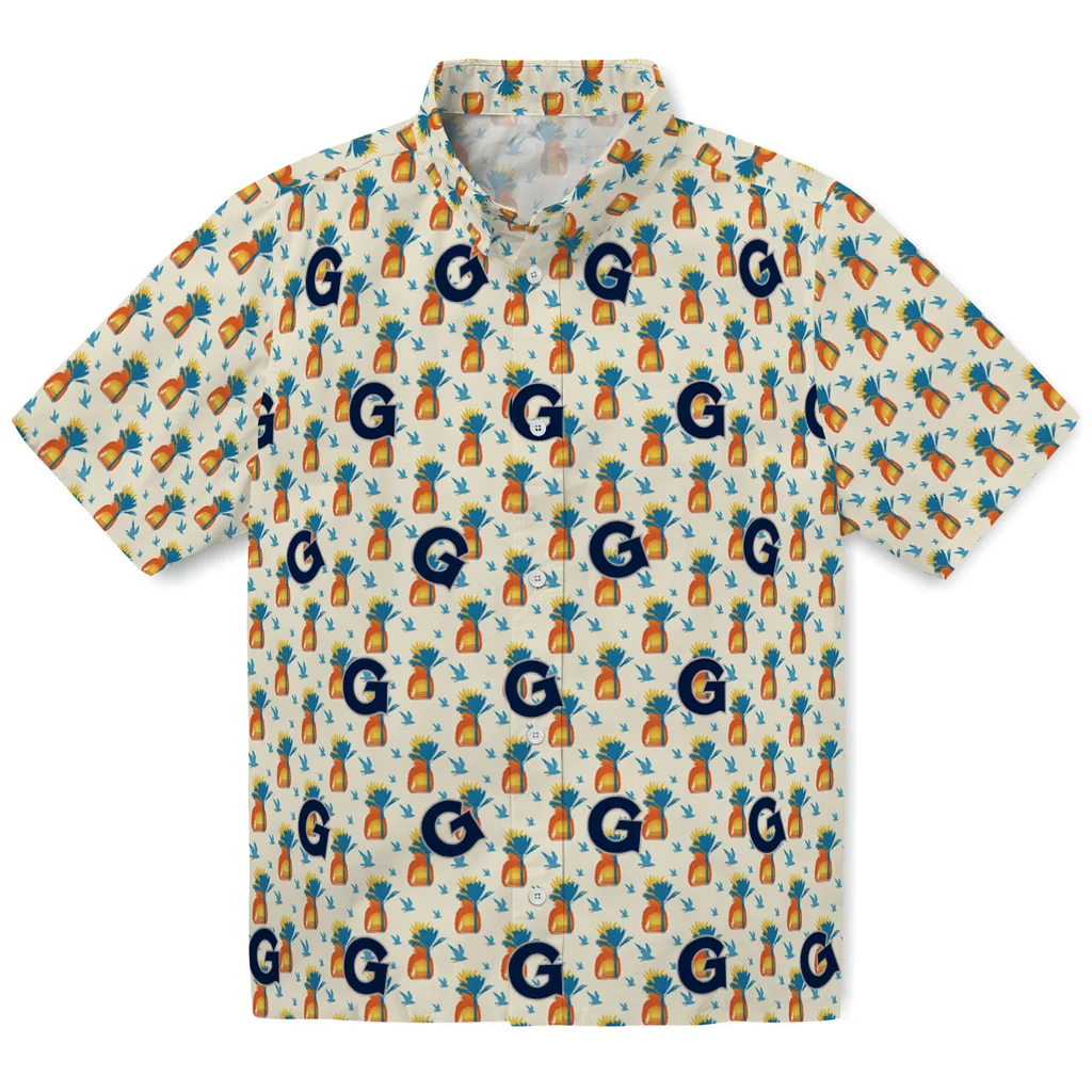 Georgetown Hoyas Hawaiian Shirt - Pineapple Delight georgetown hoyas pineapple delight beige hawaiian shirts best selling