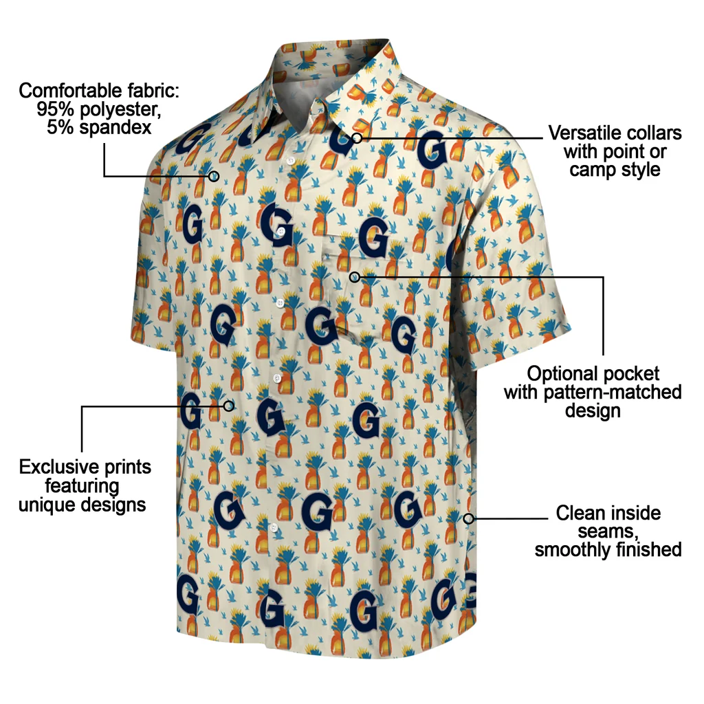 Georgetown Hoyas Hawaiian Shirt - Pineapple Delight georgetown hoyas pineapple delight beige hawaiian shirts new arrival