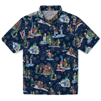 georgetown hoyas simpsons christmas blue hawaiian shirts best selling