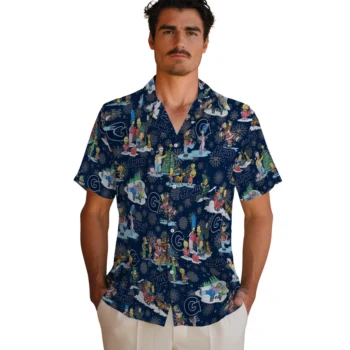 georgetown hoyas simpsons christmas blue hawaiian shirts fashion forward