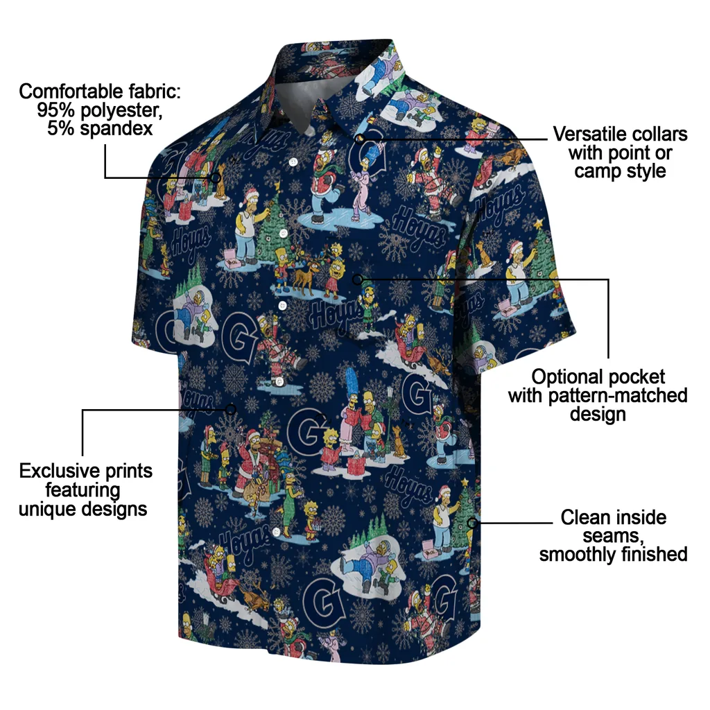 Georgetown Hoyas Hawaiian Shirt - Simpsons Christmas georgetown hoyas simpsons christmas blue hawaiian shirts new arrival