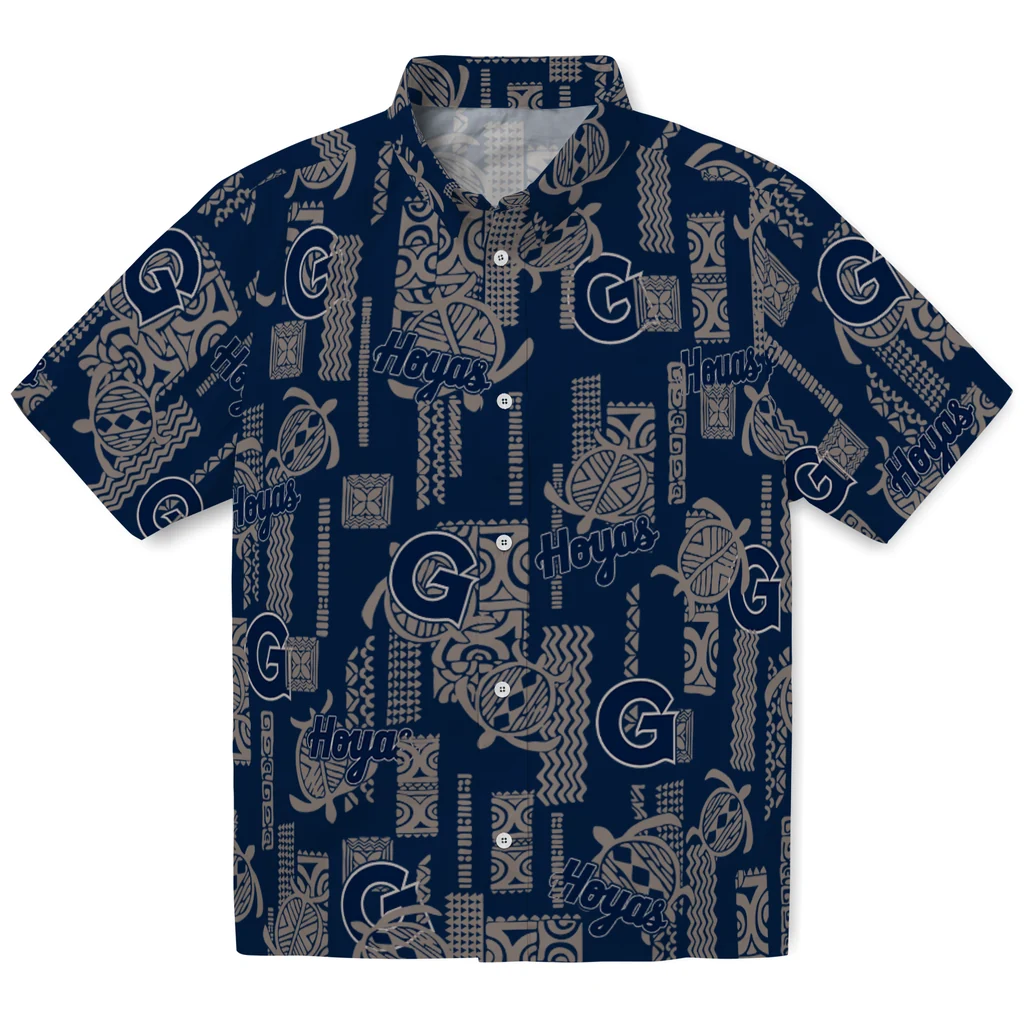 Georgetown Hoyas Hawaiian Shirt - Turtle Lines georgetown hoyas turtle lines blue hawaiian shirts best selling