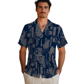 georgetown hoyas turtle lines blue hawaiian shirts fashion forward