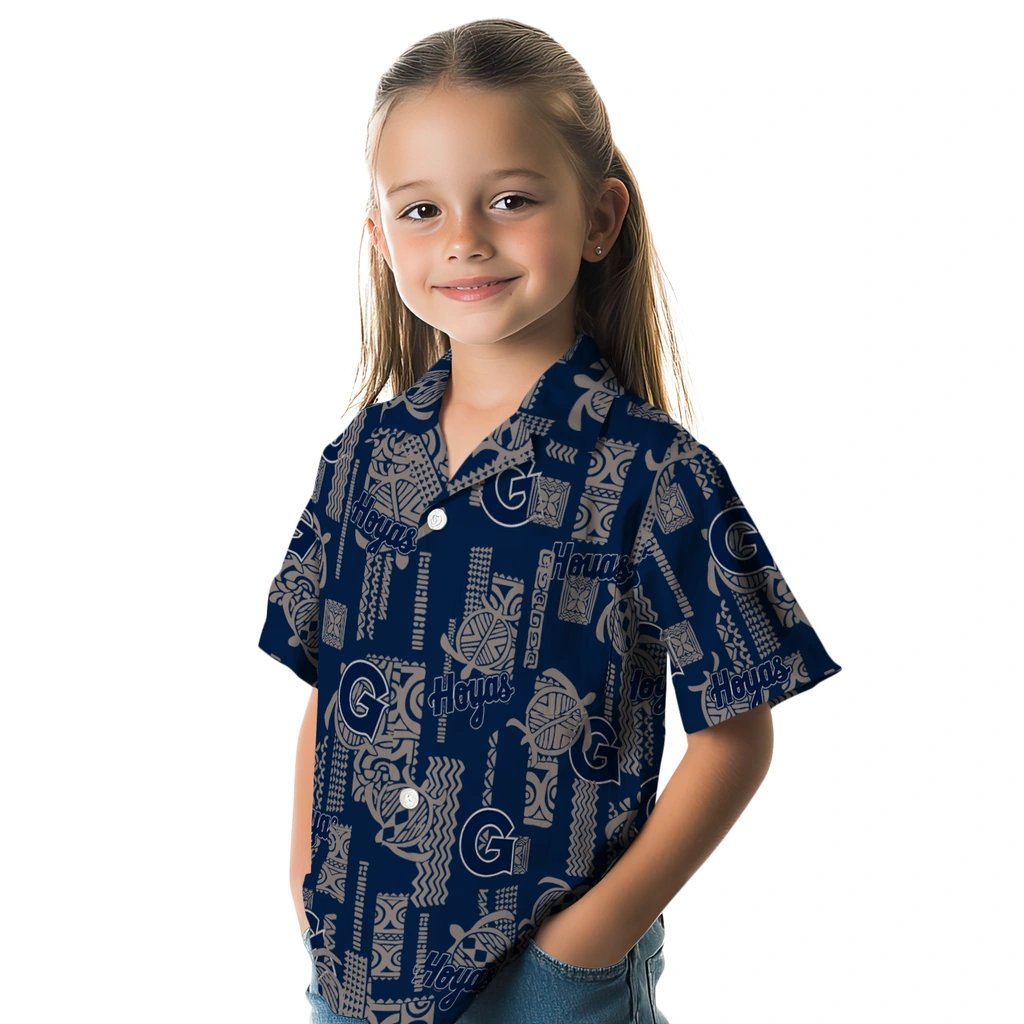 Georgetown Hoyas Hawaiian Shirt - Turtle Lines georgetown hoyas turtle lines blue hawaiian shirts premium grade
