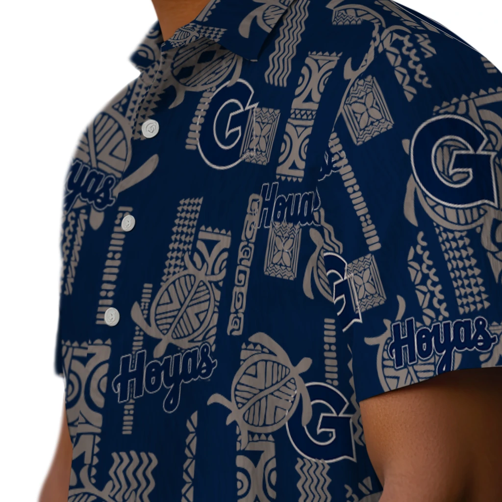 Georgetown Hoyas Hawaiian Shirt - Turtle Lines georgetown hoyas turtle lines blue hawaiian shirts trendy