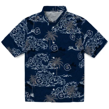 georgetown hoyas wave palm blue hawaiian shirts best selling