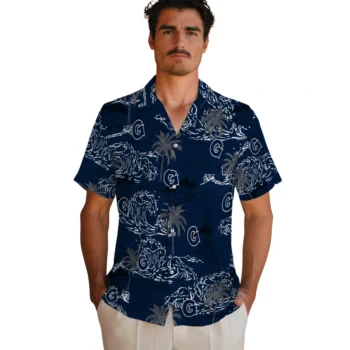georgetown hoyas wave palm blue hawaiian shirts fashion forward